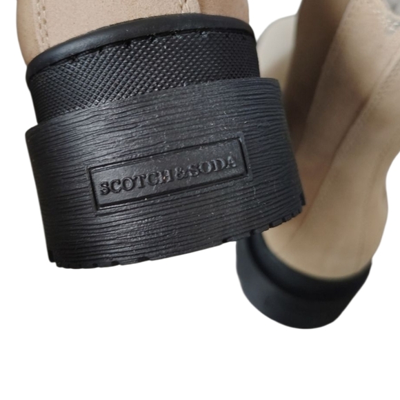 Scotch & Soda Suede Aubri Beige Womens Chelsea Boots Black Sole NEW - Picture 4 of 7